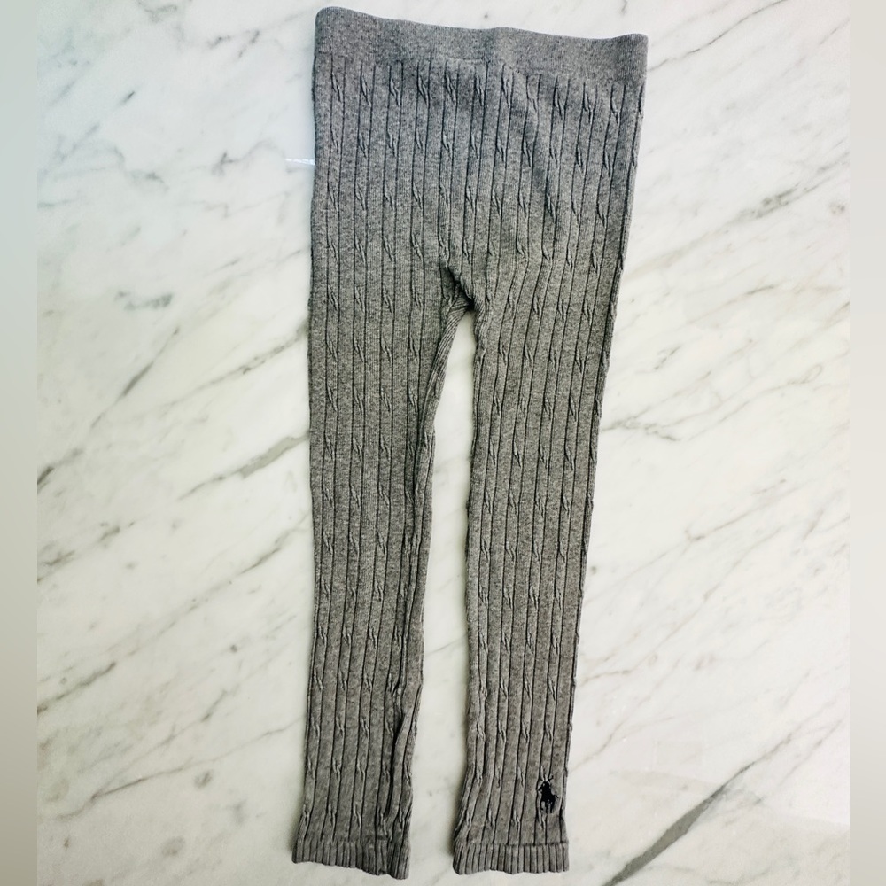 Ralph Lauren Size 4-6X Grey Cable Knit Leggings